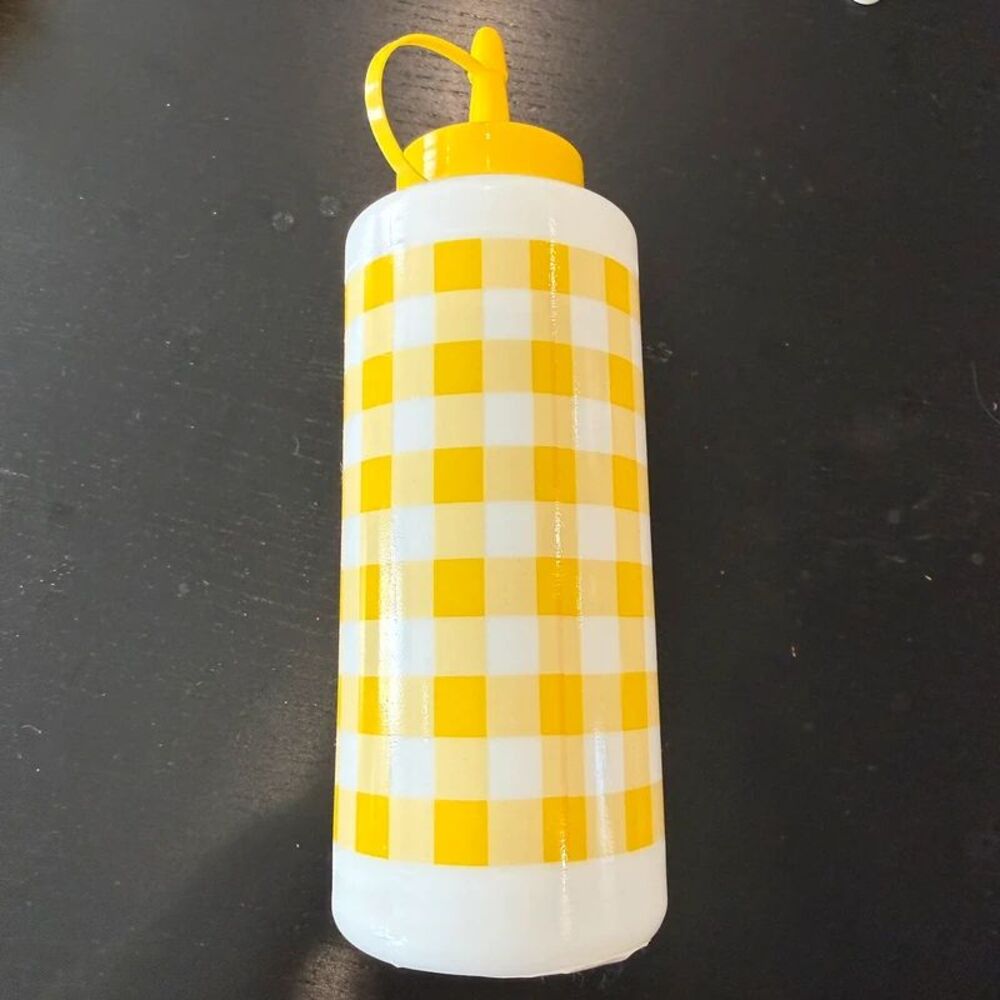 Yellow plaid squeeze bottle